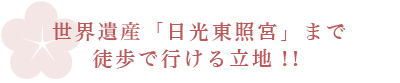 世界遺産「日光東照宮」まで徒歩で行ける立地！！